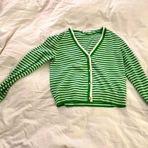 Green Striped Sweater NWOT